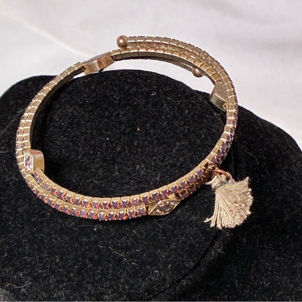 EUC Evil Eye Gold and Purple Bracelet with Tassel